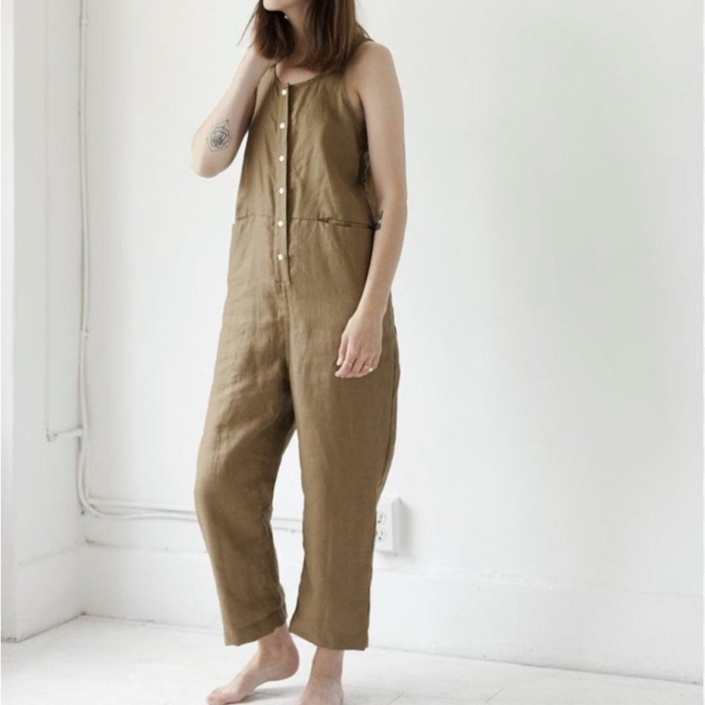 Beaton Linen Pocket Jumpsuit in Earth